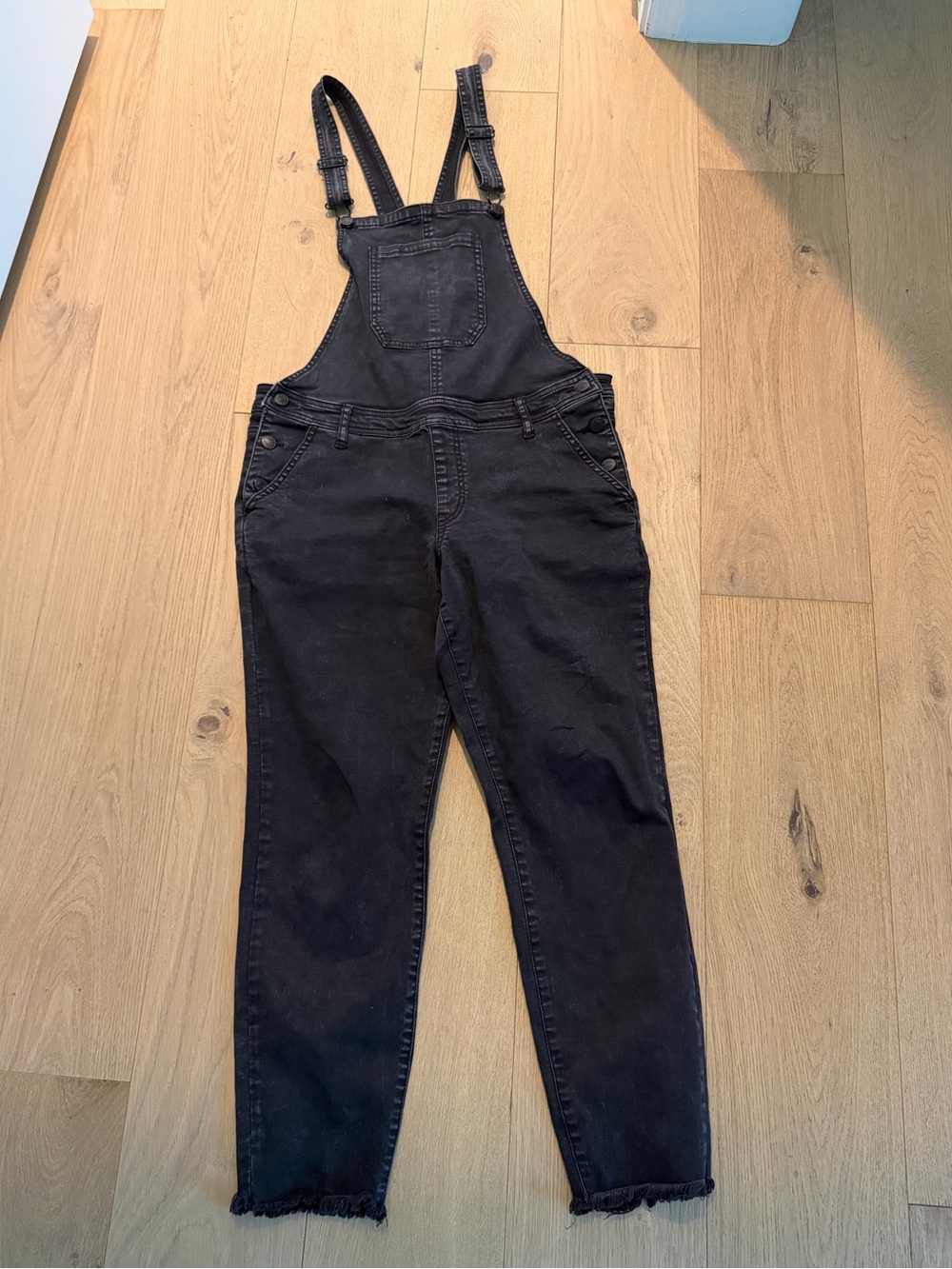 Dark gray Ankle Overalls Raw Hem